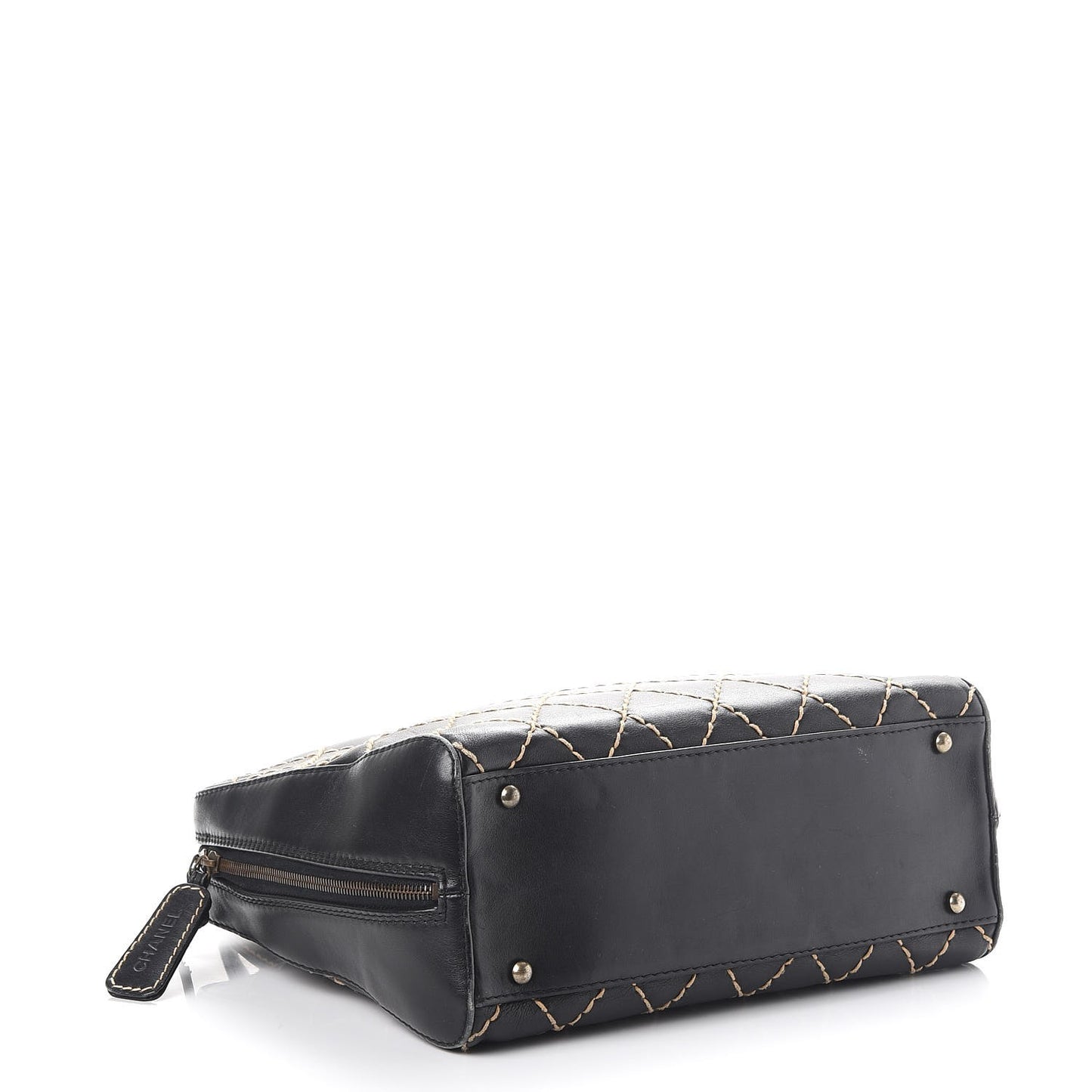 Calfskin Contrast Stitch Surpique Bowler Black