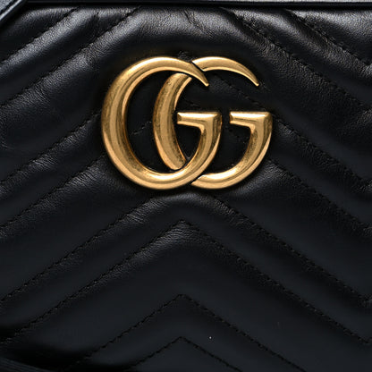 Gucci Calfskin Matelasse Small GG Marmont Chain Shoulder Bag Black 9 of 11