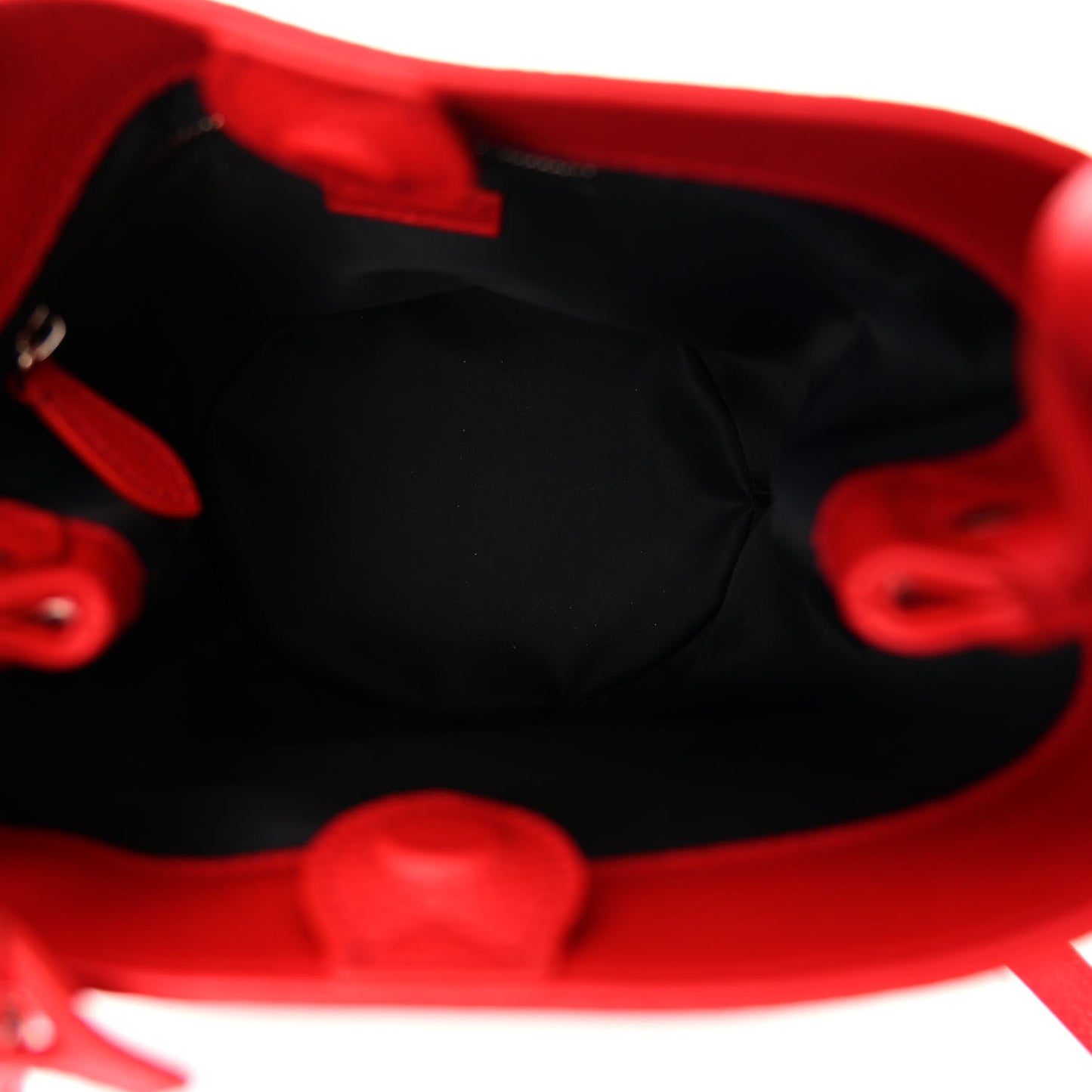 Pebbled Calfskin Logo Small Lorne Bucket Crossbody Red
