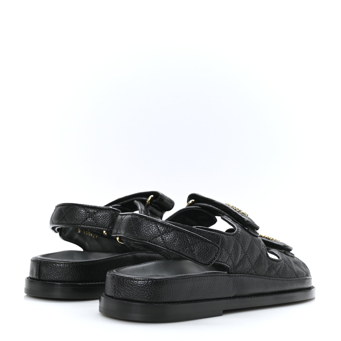 Grained Calfskin Velcro Dad Sandals 37.5 Black