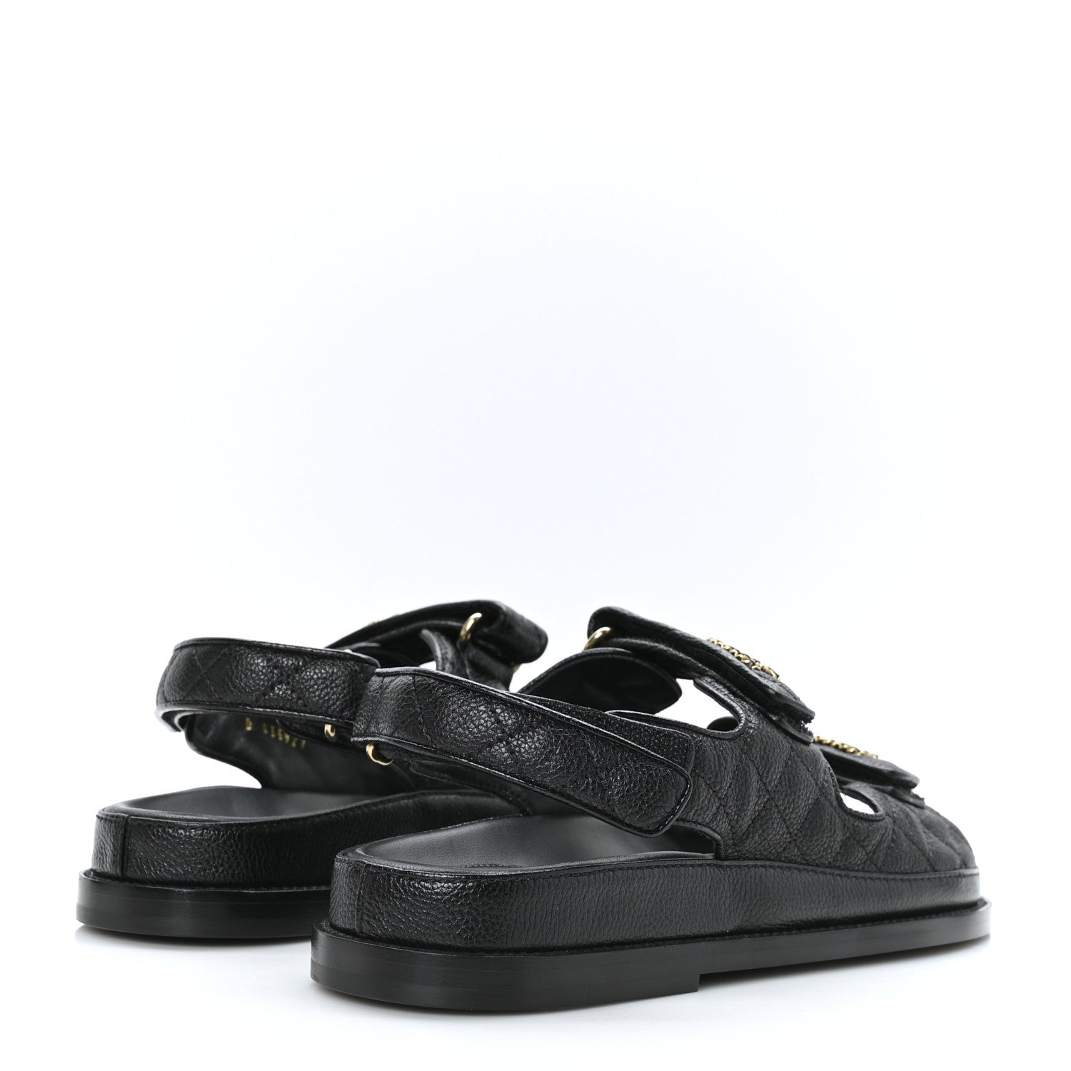Chanel Grained Calfskin Velcro Dad Sandals 37.5 Black 4 of 9