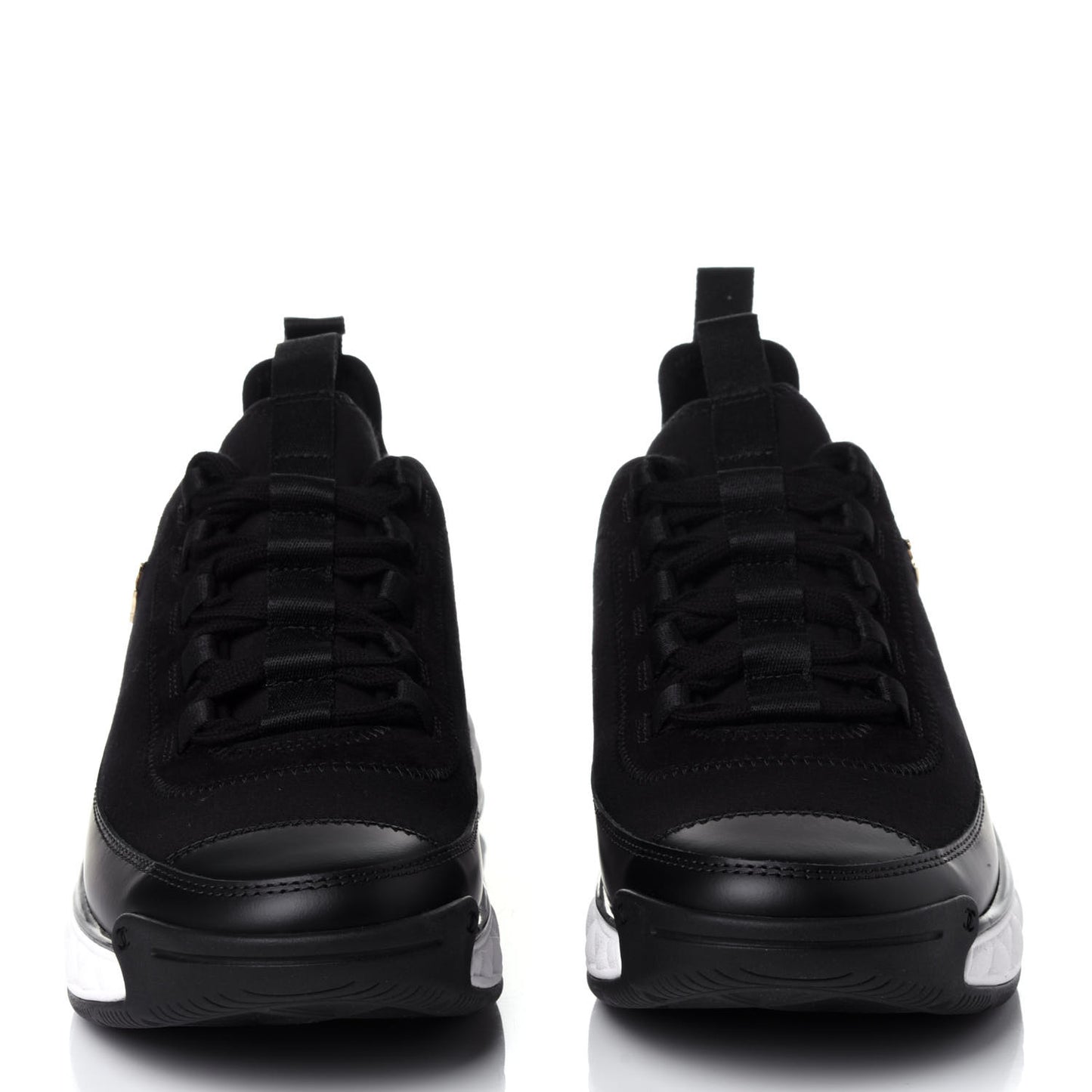 Velvet Calfskin Mixed Fibers CC Sneakers 38.5 Black