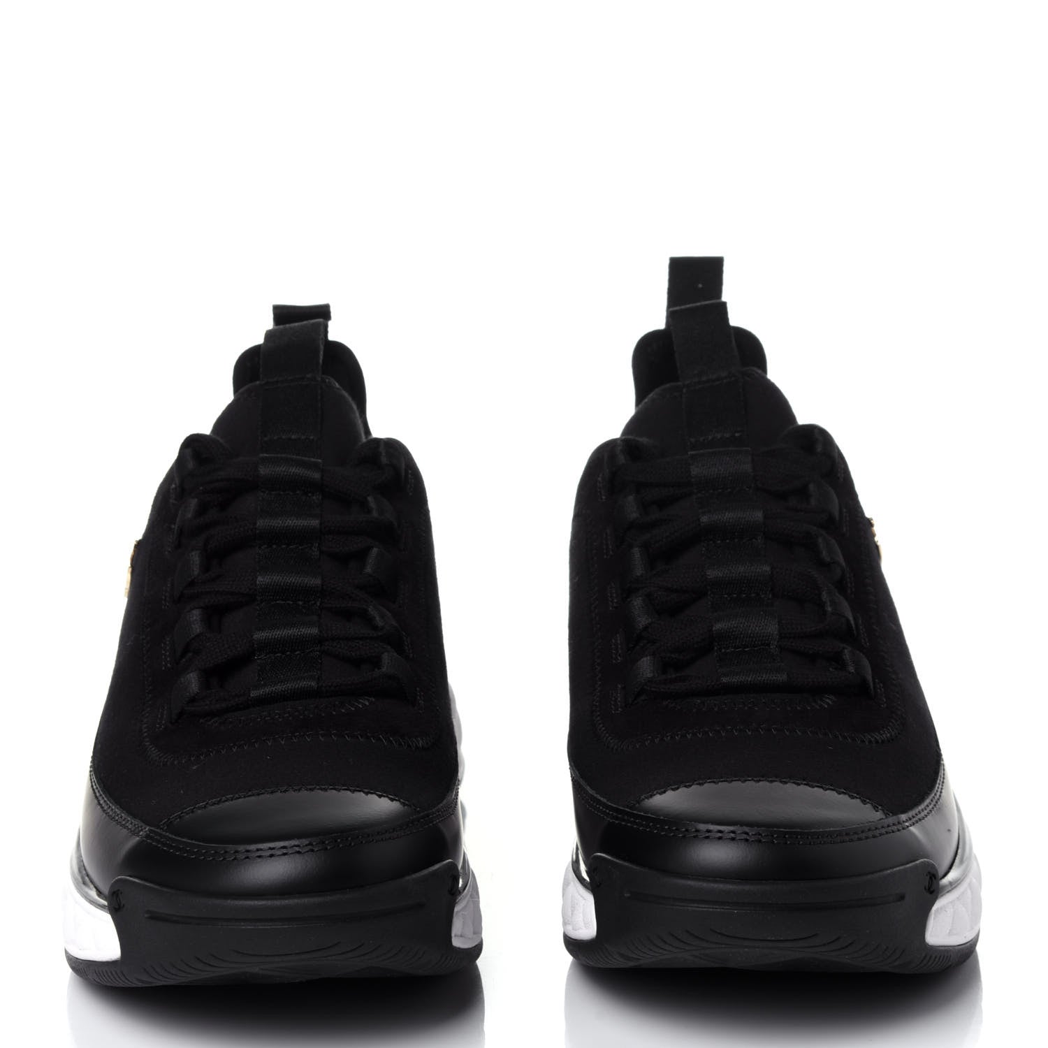 Chanel Velvet Calfskin Mixed Fibers CC Sneakers 38.5 Black 2 of 11