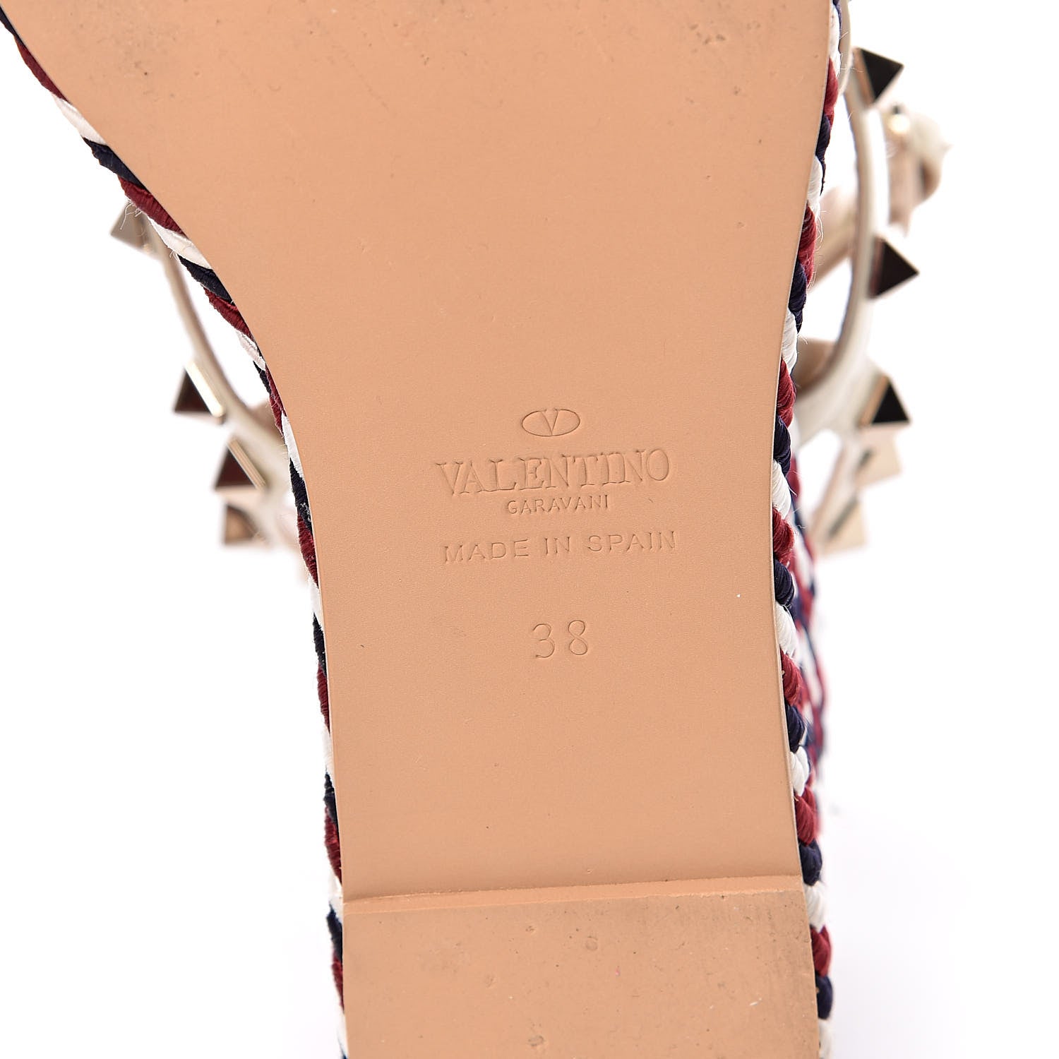 Valentino Garavani Patent Rockstud Ankle Strap Torchon Espadrille Caged 25/95mm Wedge Sandals 38 Light Ivory 7 of 9