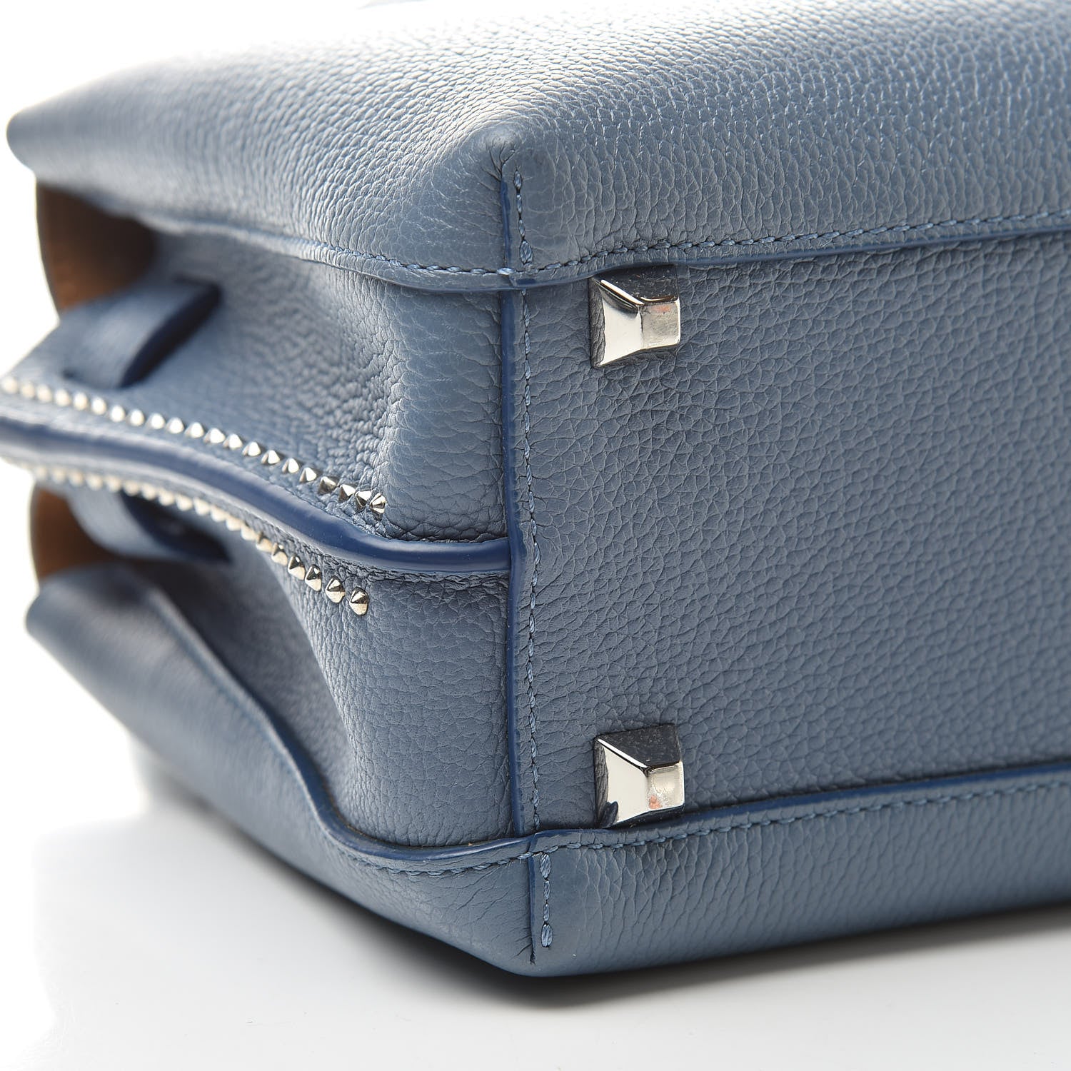 MCM Grained Calfskin Studded Mini Milla Tote Luft Blue 9 of 11