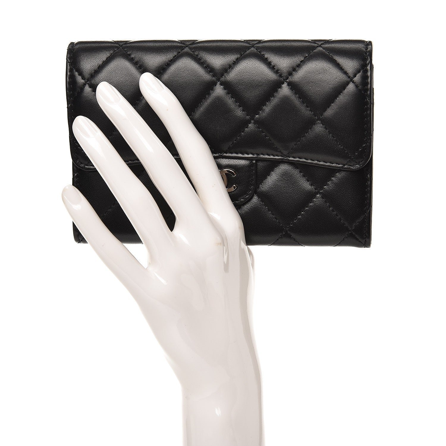 Chanel Lambskin Quilted Small Flap Wallet Black 2 of 10