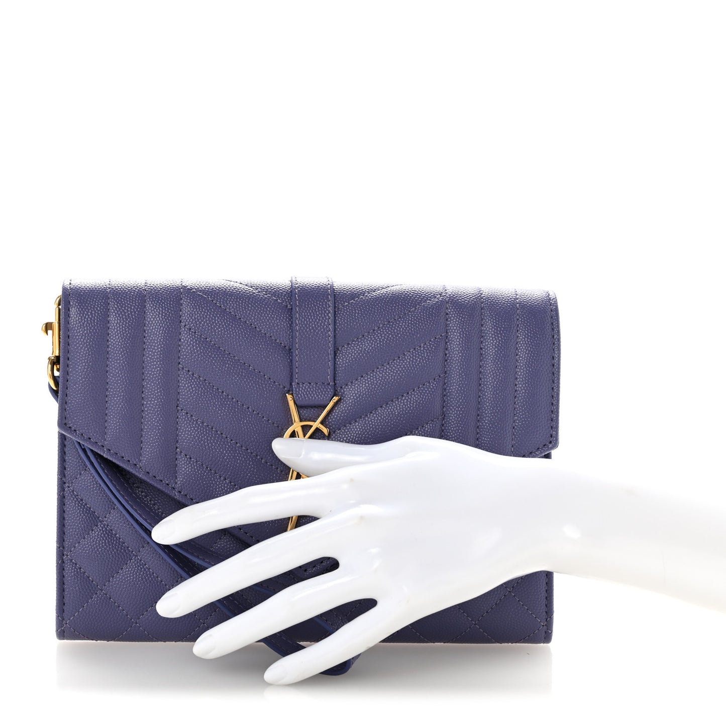 Grain De Poudre Textured Mixed Matelasse Triquilt Monogram Clutch Dark Wisteria