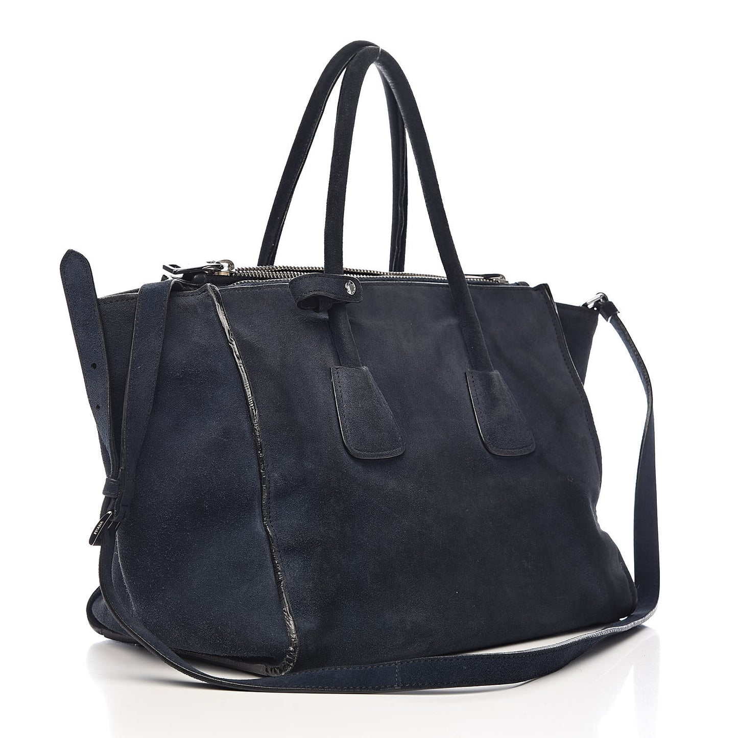 Suede Scamosciato Twin Pocket Tote Oltremare