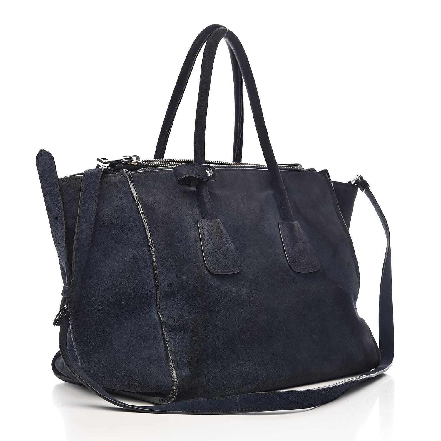 Prada Suede Scamosciato Twin Pocket Tote Oltremare 3 of 21
