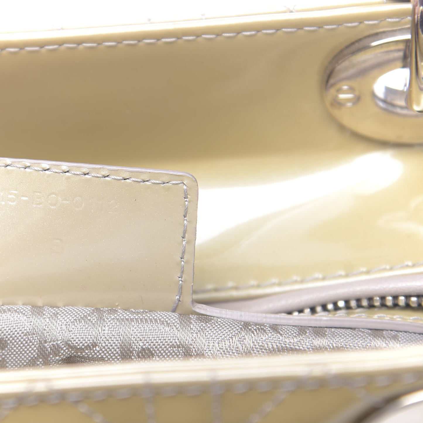 Patent Cannage Medium Lady Dior Beige