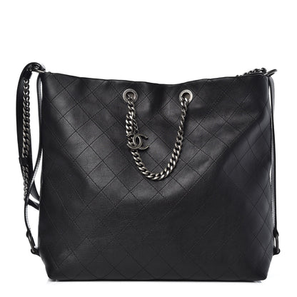 Chanel Calfskin Stitched Large Hobo Black 1 of 8