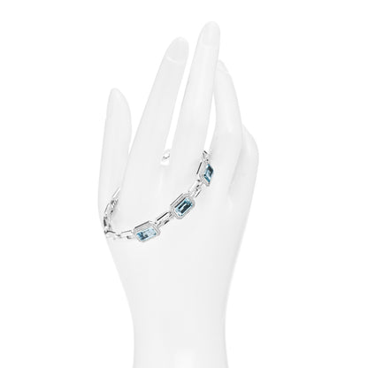 David Yurman Sterling Silver Diamond Blue Topaz Novella Three Stone Bracelet 2 of 4