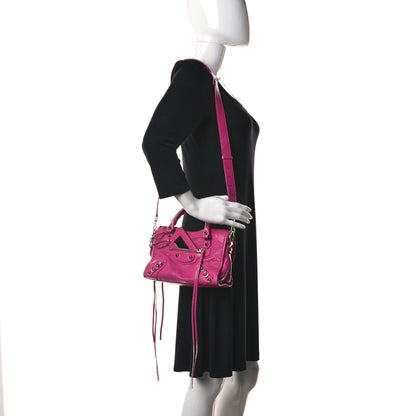 Balenciaga Agneau Classic Silver Hardware Mini City Rose Fluo 2 of 13