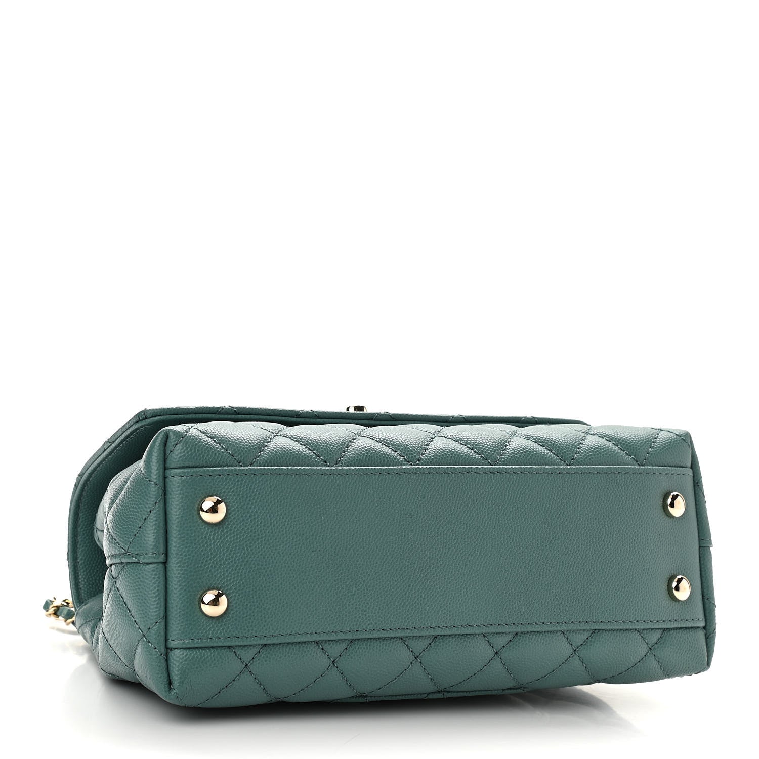 Chanel Caviar Quilted Lizard Embossed Mini Coco Handle Flap Green 4 of 11