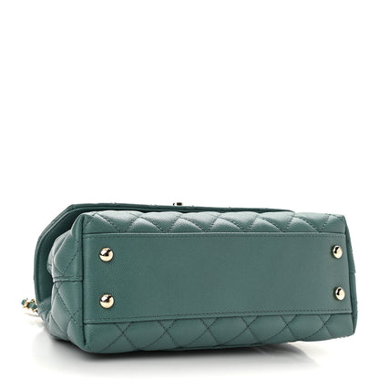 Chanel Caviar Quilted Lizard Embossed Mini Coco Handle Flap Green 4 of 11