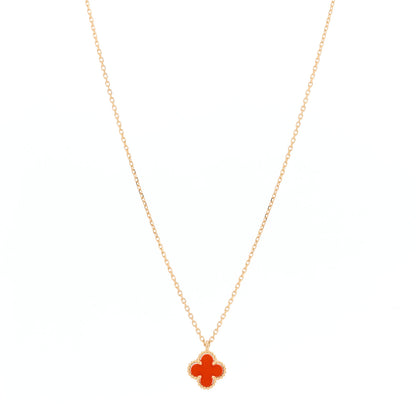 Van Cleef & Arpels 18K Rose Gold Carnelian Sweet Alhambra Pendant Necklace 1 of 6