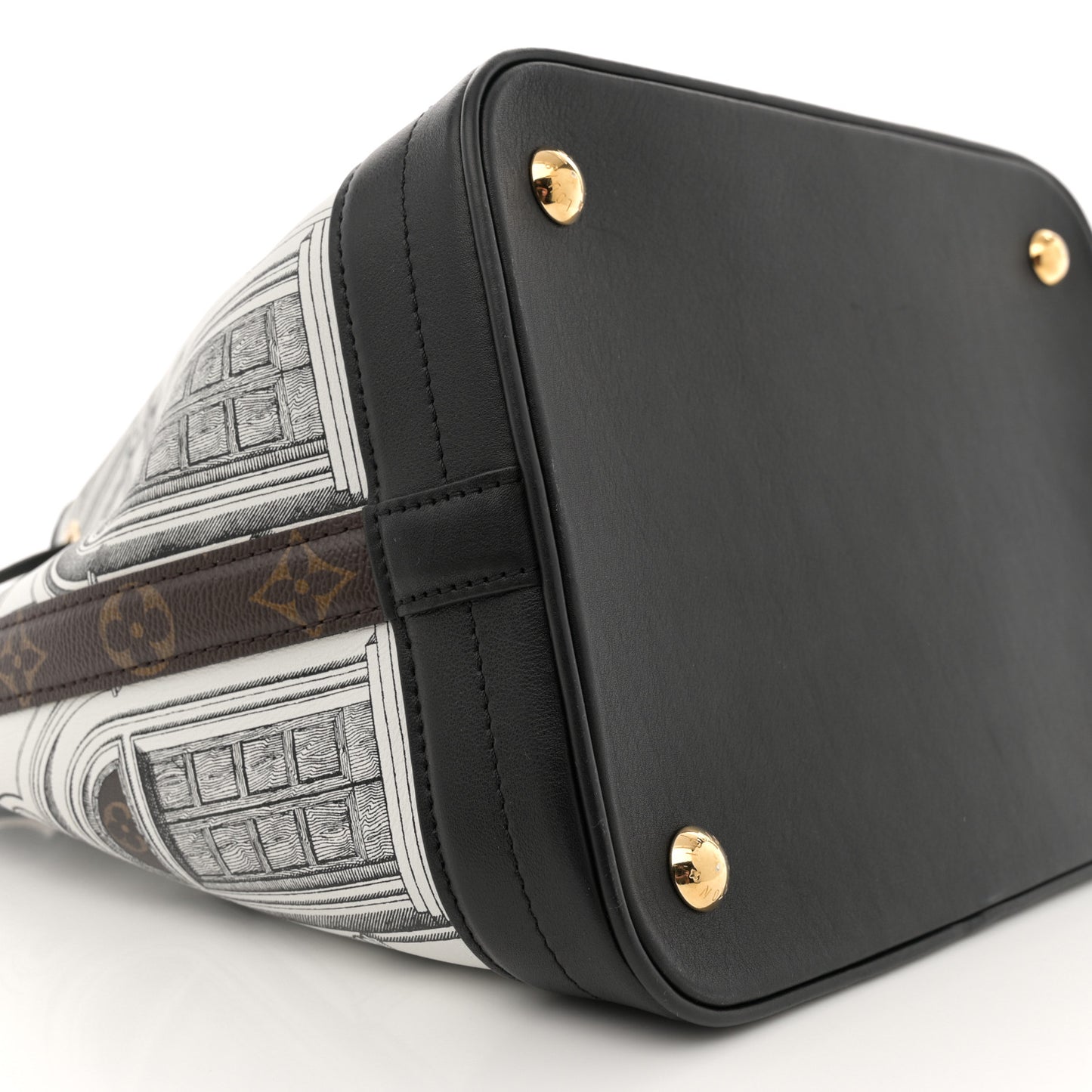 X FORNASETTI Calfskin Architettura Noe MM Black White