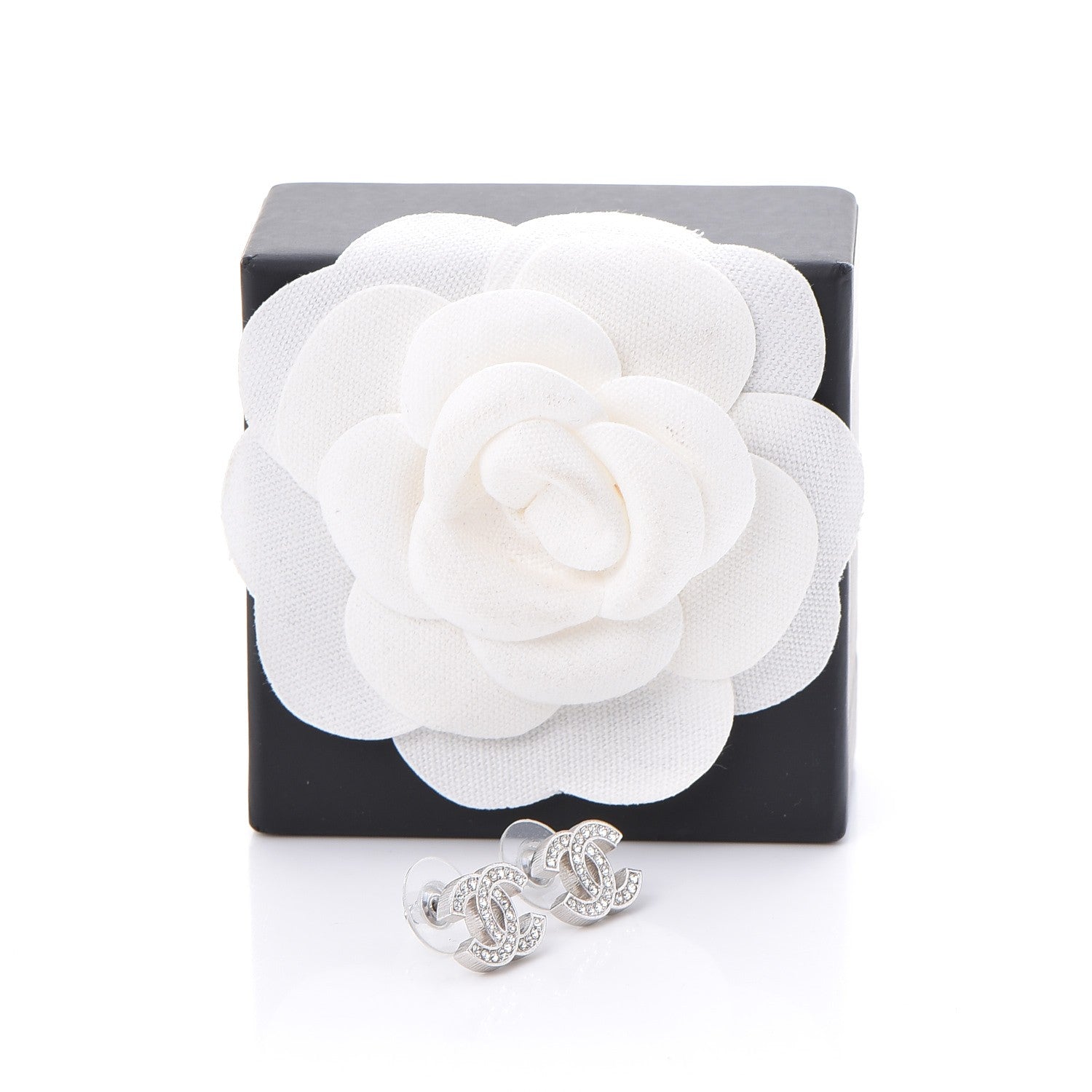 Chanel Crystal CC Earrings Silver 6 of 6