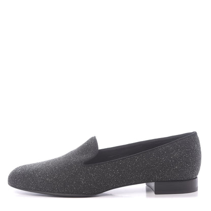 Saint Laurent Metallic Calfskin Smoking Slipper Flat Loafers 38.5 Black Glitter 1 of 8