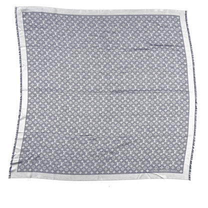 Louis Vuitton Silk Wool Monogram Denim Shawl Blue 1 of 3