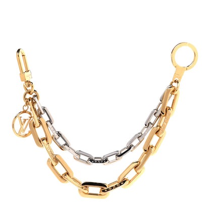 Louis Vuitton Metal LV Edge Chain Bag Charm Silver Gold 1 of 5