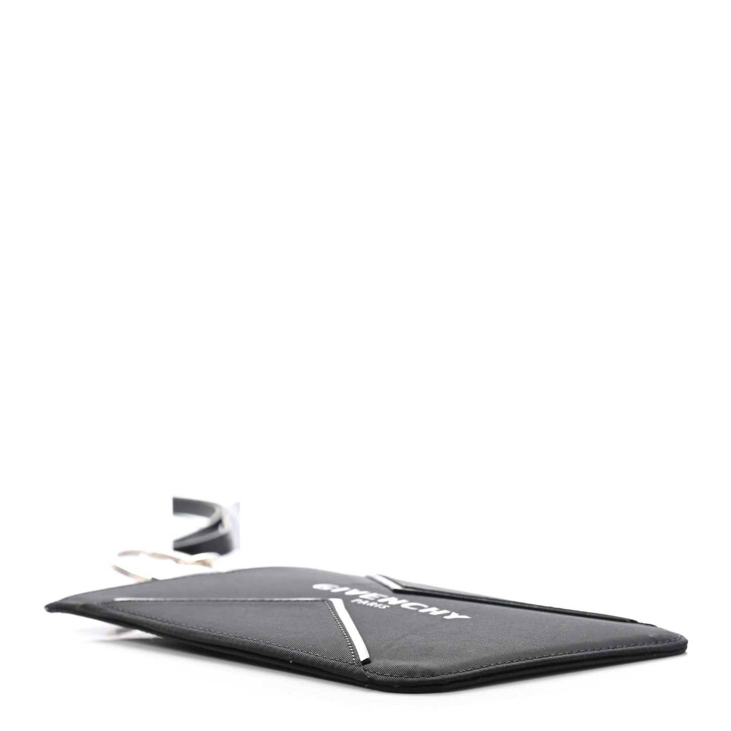Canvas Logo Neck Strap Card Holder Black White
