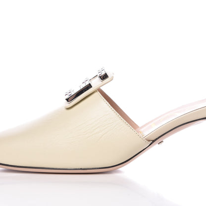 Gucci Malaga Kid Crystal Square G Madelyn Mules 40 Vintage White 10 of 11