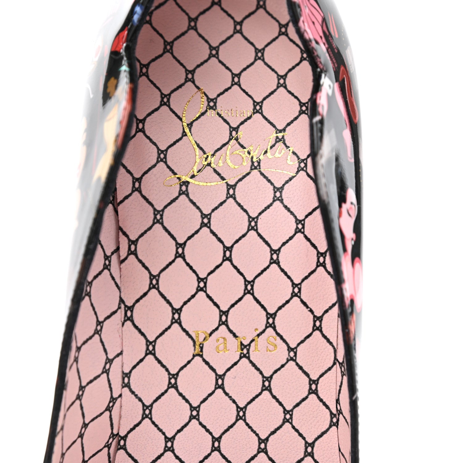 Christian Louboutin Patent Bored Lin Resille Hot Chick 100 Pumps 37.5 Black Multicolor 7 of 7