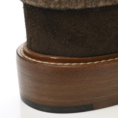 Chanel Suede Calfskin Wool CC Fold Over High Boots 35.5 Dark Brown 8 of 9