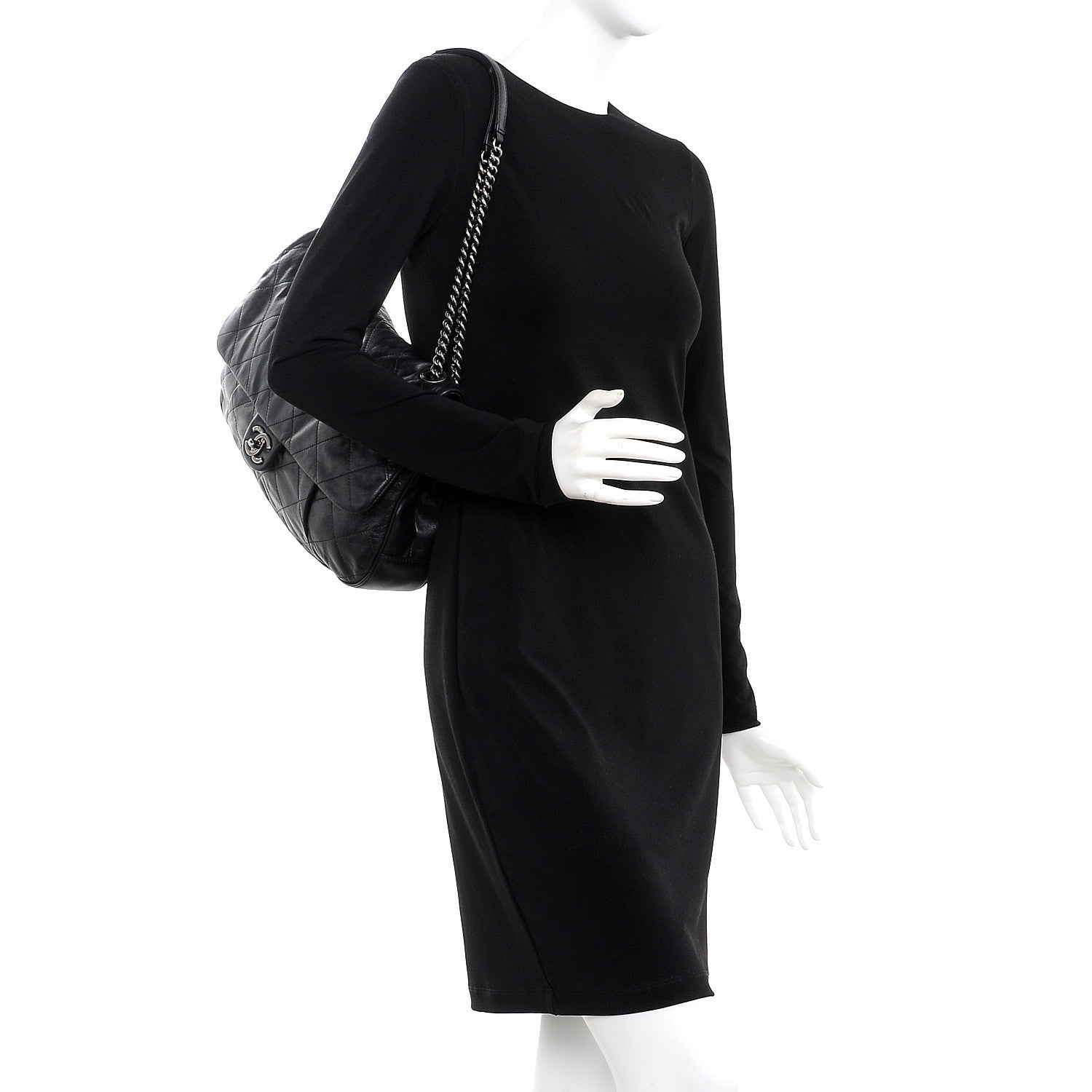 Chanel Calfskin Coco Pleats Flap Black 2 of 10