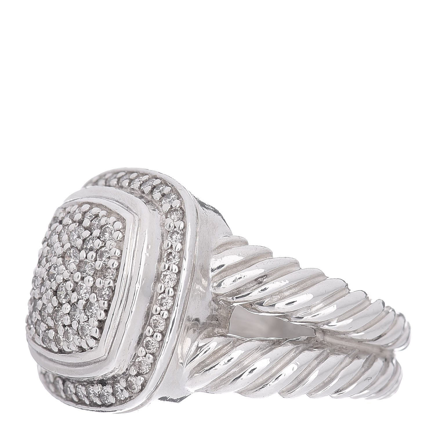 David Yurman Sterling Silver Diamond 11mm Albion Pave Ring 52 6 3 of 5