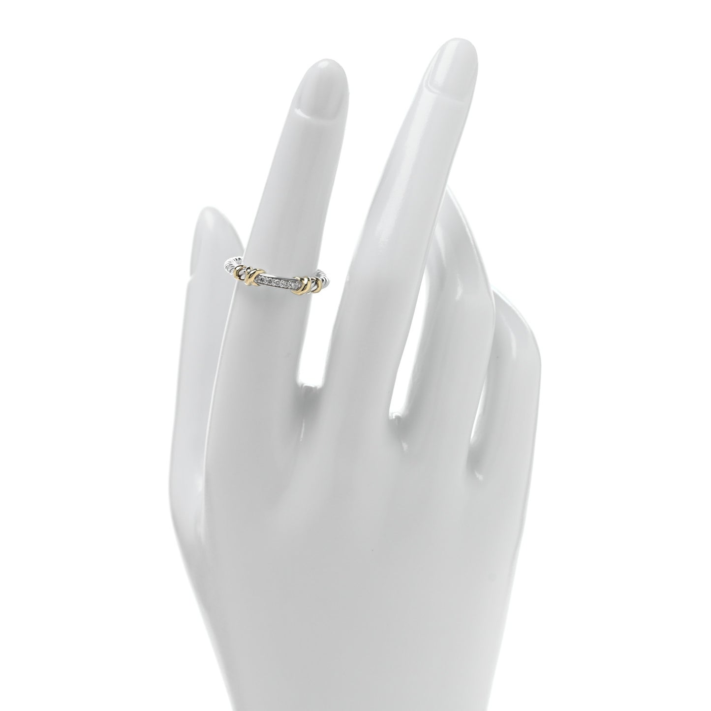 Sterling Silver 18K Yellow Gold Diamond Petite Helena Wrap Ring 52 6
