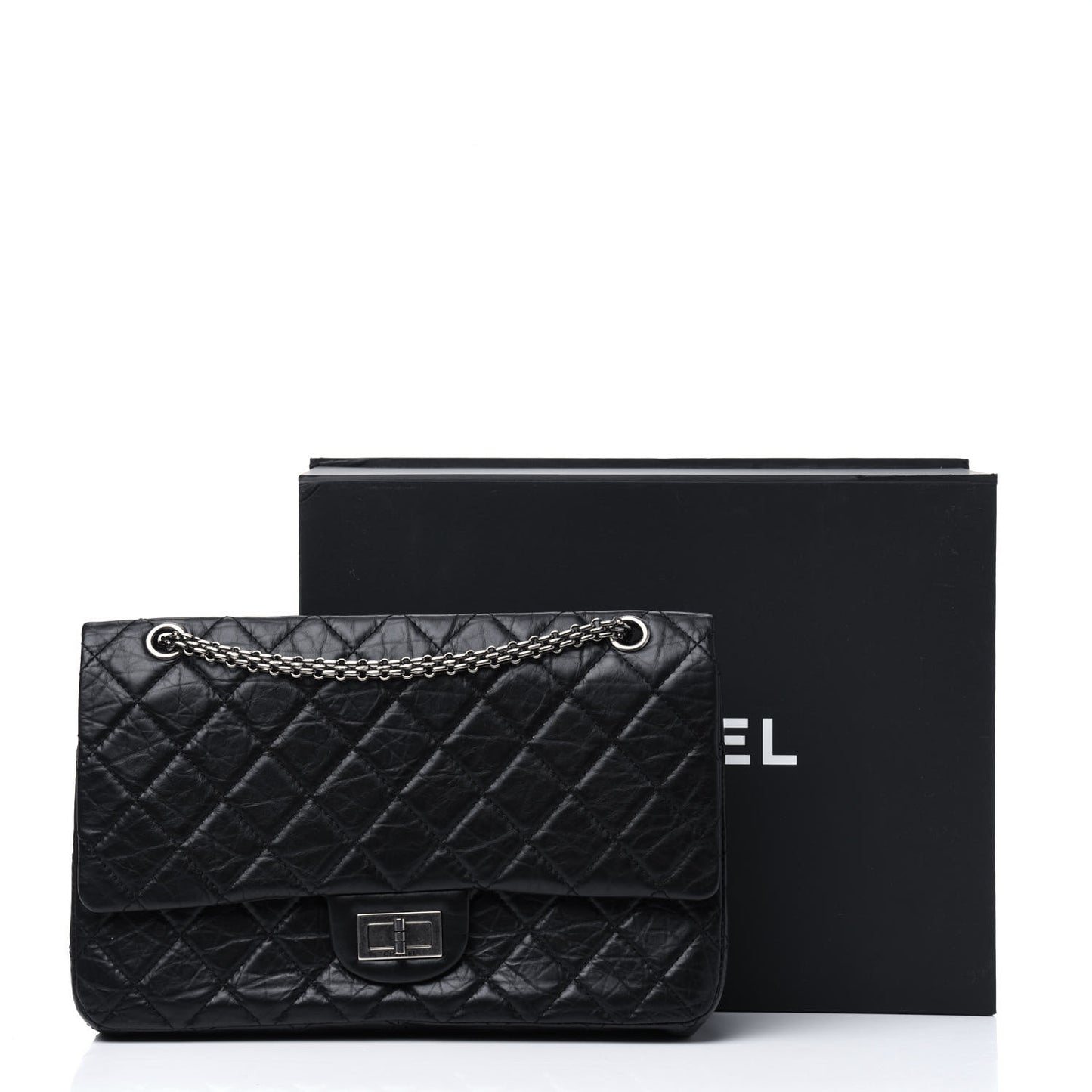 Aged Calfskin Quilted 2.55 Reissue 227 Flap Black