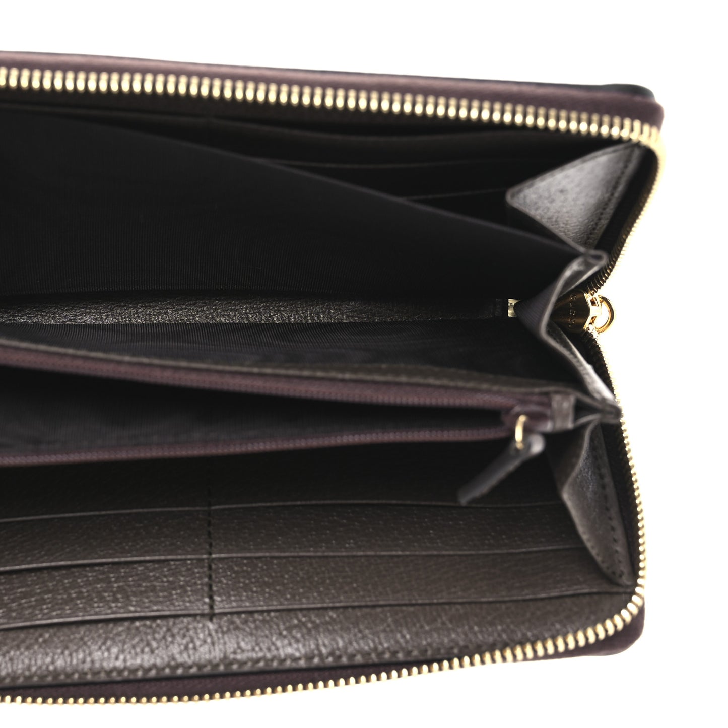 GG Supreme Monogram Web Ophidia Zip Around Wallet Brown