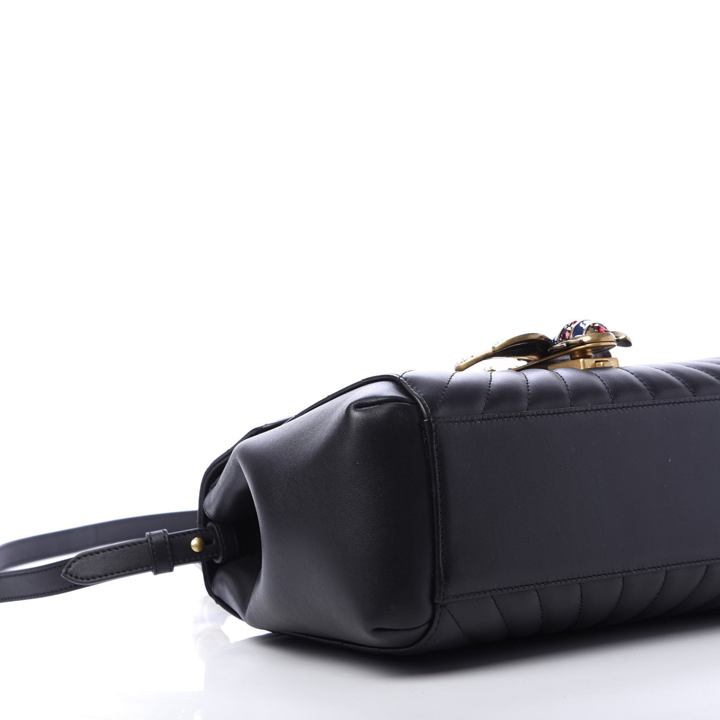 Calfskin Bamboo Trapuntata Queen Margaret Top Handle Bag Black
