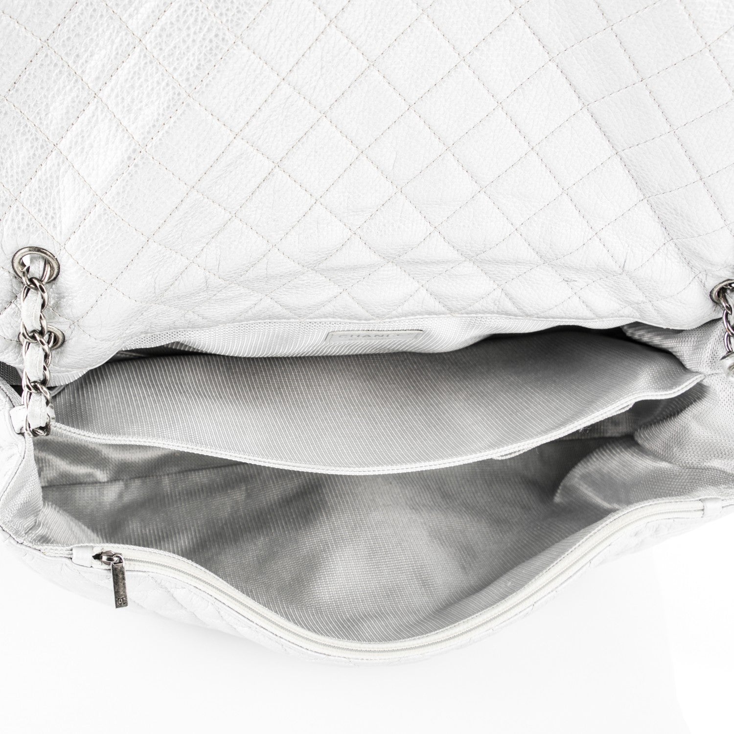 Chanel Metallic Calfskin XXL Travel Flap Bag Silver 5 of 8