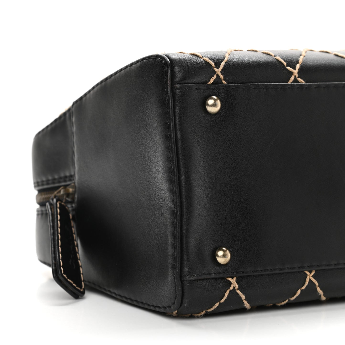 Calfskin Wild Stitch Top Handle Bag Black
