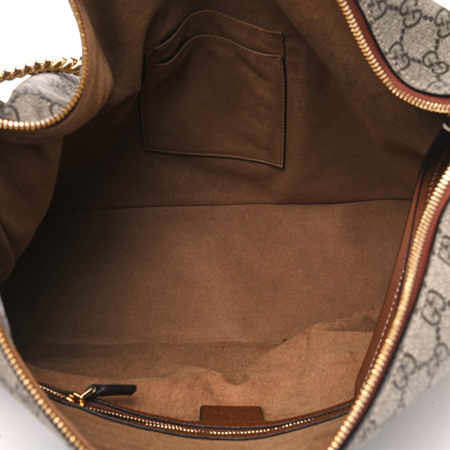 GG Supreme Monogram Large Linea A Hobo Light Brown