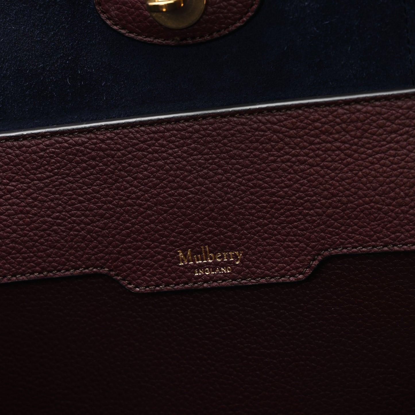 Small Classic Grain Bayswater Tote Burgundy Oxford Blue