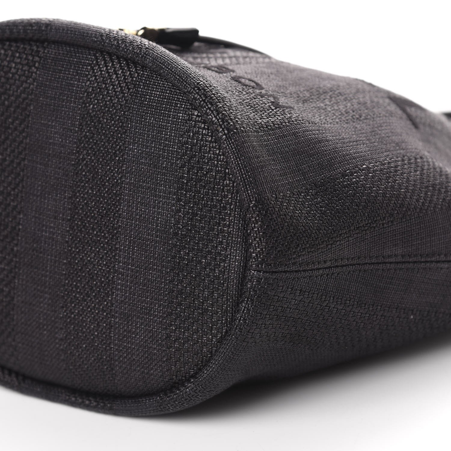 Chanel Mixed Fibers Stripe Deauville Drawstring Bag Black 7 of 11