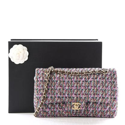 Chanel Tweed Quilted Medium Double Flap Burgundy Lilac Multicolor 11 of 11