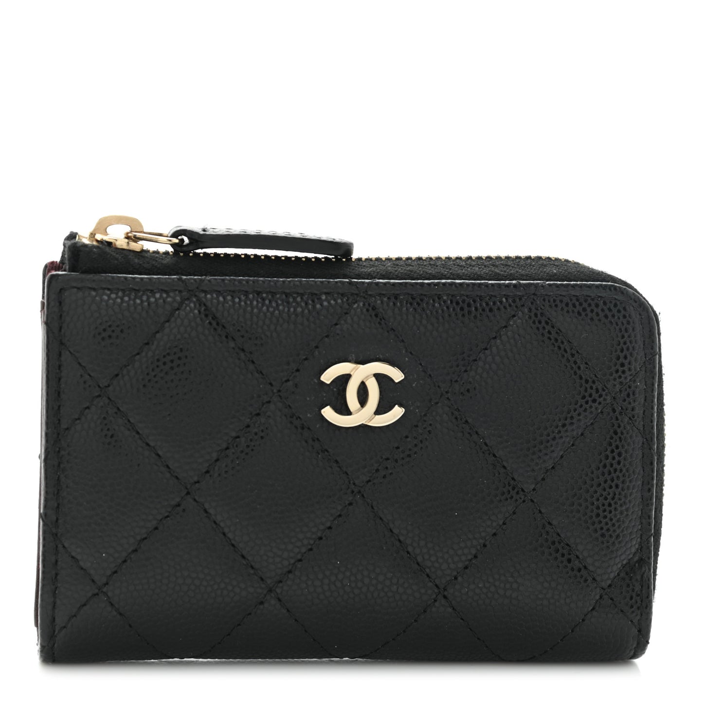 Caviar Quilted Zipped Key Holder Case Black