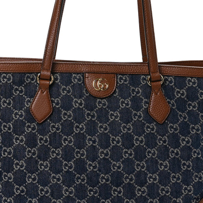 Gucci New Denim GG Monogram Medium Ophidia Shopping Tote Blue Tea Cuir 8 of 10