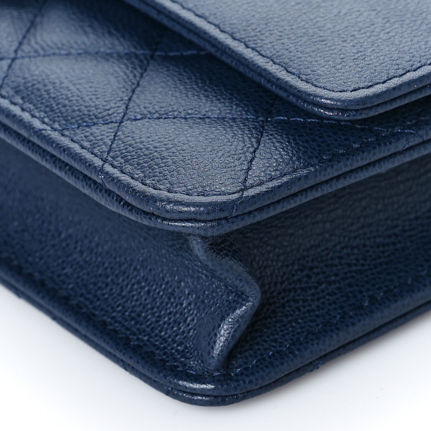 Chanel Grained Calfskin Quilted CC Box Wallet On Chain WOC Navy 10 of 11