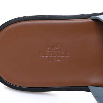 Hermes Epsom Mens Izmir Sandals 40 Gris Antarctique Brique 9 of 10