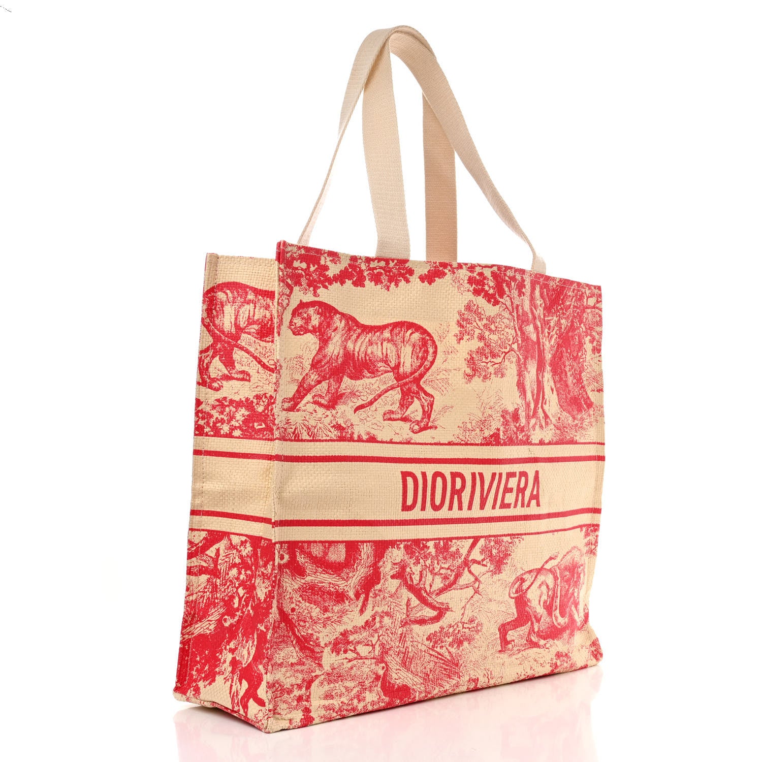 Christian Dior Straw Dioriviera Tote Red 3 of 10