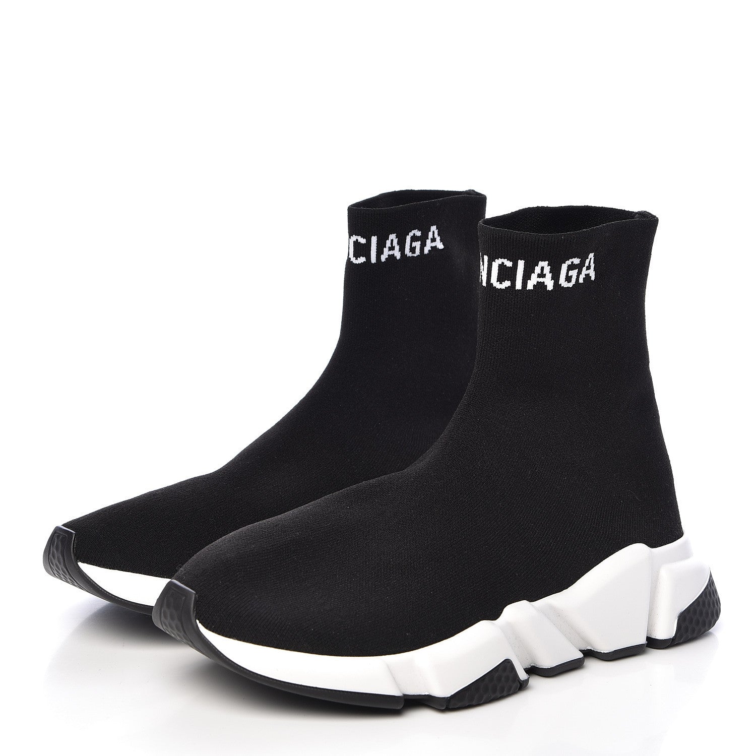 Balenciaga Neoprene Knit Womens Hi Speed Sneakers 38 Black White 3 of 9