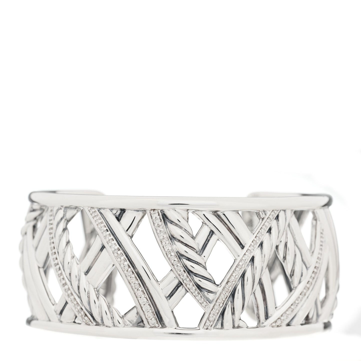 Sterling Silver Diamond Papyrus Narrow Cuff Bracelet