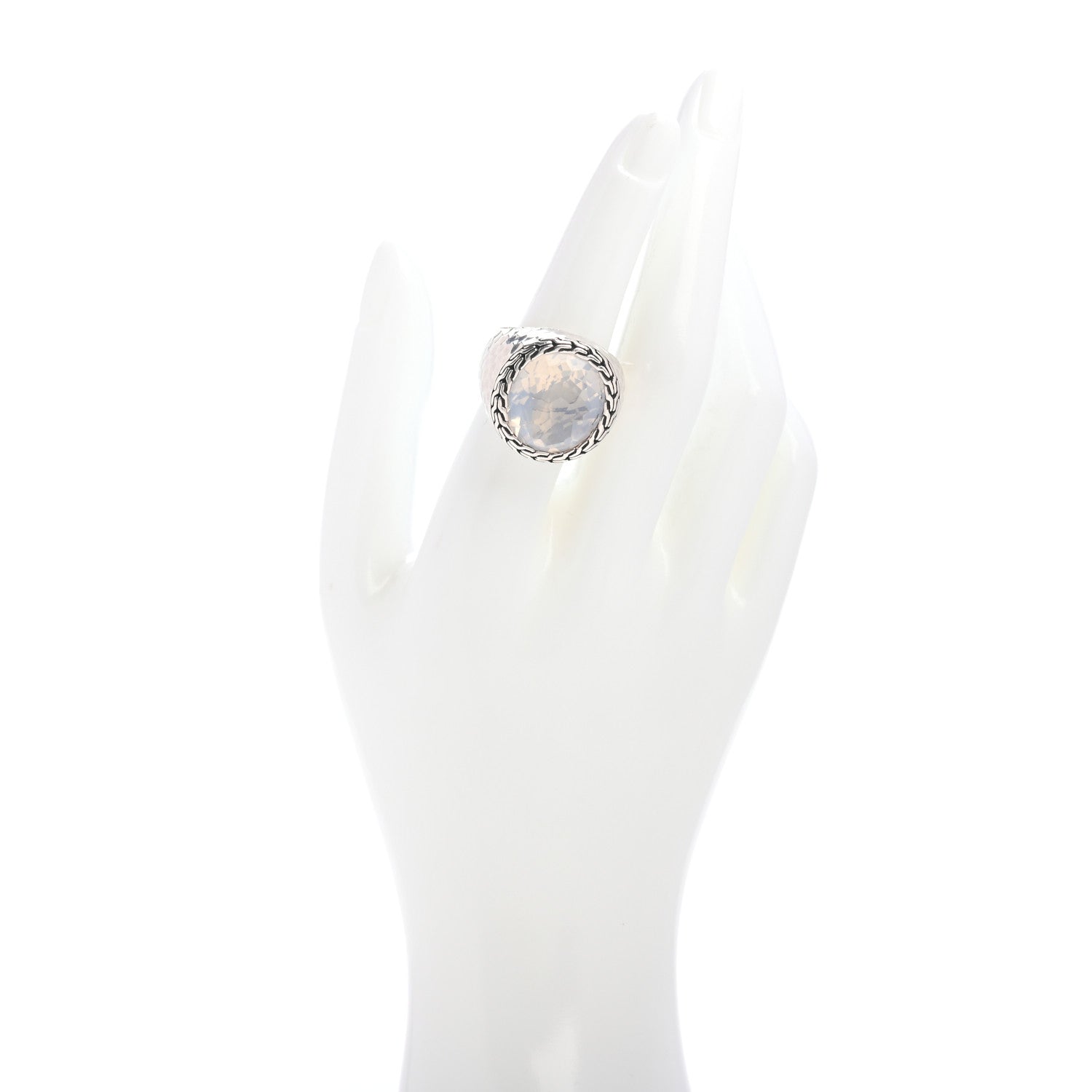 John Hardy Sterling Silver Moon Quartz Bamboo Dome Ring 54 7 2 of 5