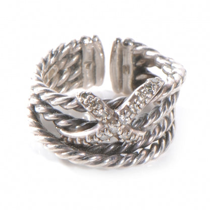 David Yurman Sterling Silver Diamond X Crossover Ring 6 1 of 5